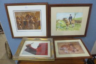 a Frederick. J. Haycook limited edition signed print, Great Expectation, watercolour and two prints,