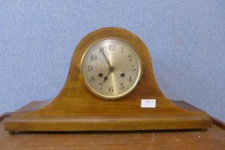 An Art Deco inlaid mahogany mantel clock