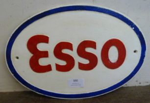 A painted cast iron Esso advertising sign