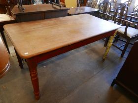 A Victorian painted pine kitchen table