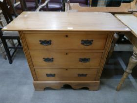 An Edward VII satin birch chest of drawers