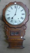 A Victorian inlaid mahogany wall clock