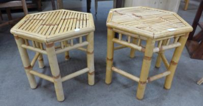 A pair of bamboo occasional tables