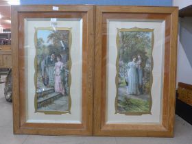 A pair of large oak framed prints, 'Yes or No?' and 'Yes!'