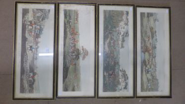 A set of four hunting scene prints, framed