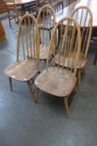 A set of four Ercol elm and beech Quaker chairs