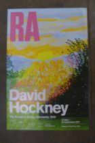 A David Hockney Royal Academy exhibition poster, The Arrival of Spring, 2020, 20 x 30", unframed