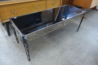 An Italian brass and glass topped rectangular coffee table