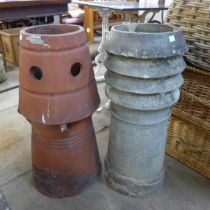 Two terracotta chimney-pots