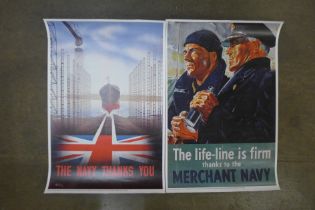Two posters, WWII Public Information, The Navy Thanks You and The life-line is firm thanks to The