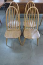 A set of four Ercol Blonde elm and beech Quaker chairs