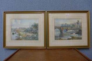 A. Godwin (ABWS), pair of Chester river landscapes, watercolour, framed