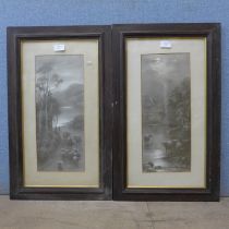 A pair of early 20th Century black and white landscape prints, framed