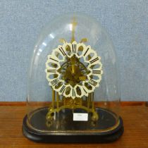 A brass fusee skeleton clock