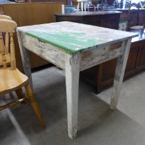 A Victorian painted single drawer kitchen table