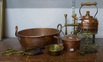 Assorted copper and brassware