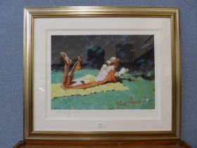 A signed limited edition Rolf Harris print, Just A Perfect Day, no.173/195, framed