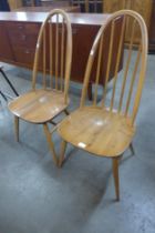 A pair of Ercol Blonde elm and beech Quaker chairs