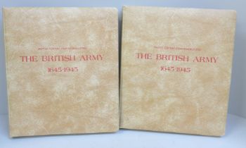 Two albums of stamp covers, The British Army 1645-1945 volume one and two