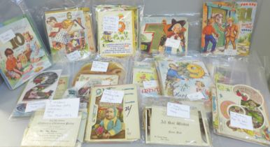 A collection of birthday cards, dating from 1940-1957 including Mabel Lucie Attwell