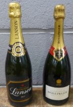 A bottle of Lanson Champagne Black Label Brut and a bottle of Bollinger special cuvee Champagne **