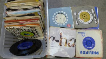 A collection of over 100 7" 45rpm singles, mainly early 1960s