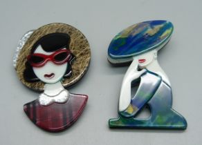 Two Art Deco style brooches