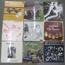 Fifteen folk and folk rock LP records