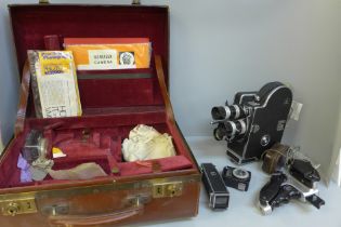 A Bolex H8 Reflex cine camera with instruction manual