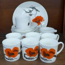Wedgwood Susie Cooper Design Corn Poppy tea ware, 21 pieces **PLEASE NOTE THIS LOT IS NOT ELIGIBLE