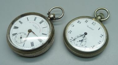 A silver cased English Lever pocket watch, Chester 1900, and Cortébert