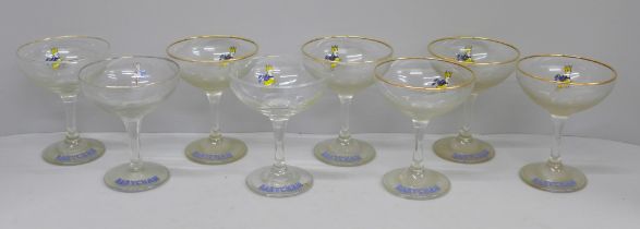 A set of six Babycham glasses and two others **PLEASE NOTE THIS LOT IS NOT ELIGIBLE FOR POSTING