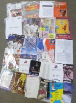 Football, selection of programmes; Internationals, team sheets, events, media and press, Evening