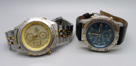 Two Citizen Eco-Drive chronograph wristwatches