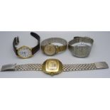 Four vintage wristwatches; Sicura, Timex, Bulova and Corso