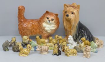 A Beswick cat, a Sylvac dog and a collection of Wade Whimsies
