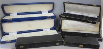 A collection of eight jewellery shop display ring boxes