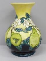 A Moorcroft vase, Pears, 16cm, boxed