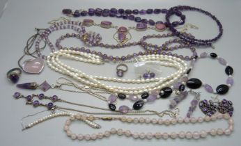 A collection of mainly amethyst jewellery