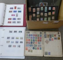 Stamps; a box of stamps, covers, etc., loose and in albums