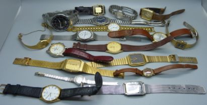 A collection of wristwatches including Pulsar, Accurist, Seiko, Police, Citizen, etc.