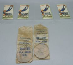 World Cup, Uruguay 1930;- two small metal medallion souvenirs of first World Cup in original wax