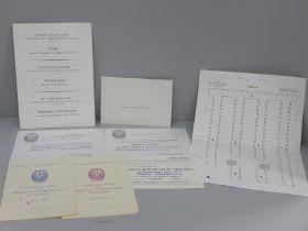 Football, Luxembourg FA 50th Anniversary, 1908-1958 selection of items including tickets, menu