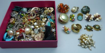 A collection of costume earrings
