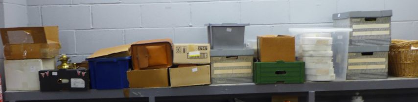 A large house clearance lot; china, glass and household items including Adams and Cottageware, oil