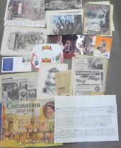 Ephemera, mixed selection and period including 19th Century book plates, magazine full page