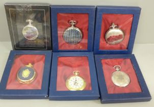 Six pocket watches, boxed