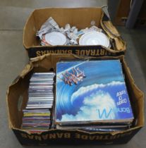 A box of LP records, CDs, cassette tapes and a box of mixed china **PLEASE NOTE THIS LOT IS NOT