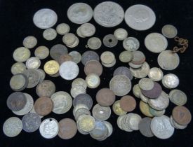 A collection of silver and half-silver coins and other coins, (52g of pre 1920 including Victorian