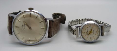 Two vintage Oris wristwatches, (gentleman's wristwatch with loose hands)